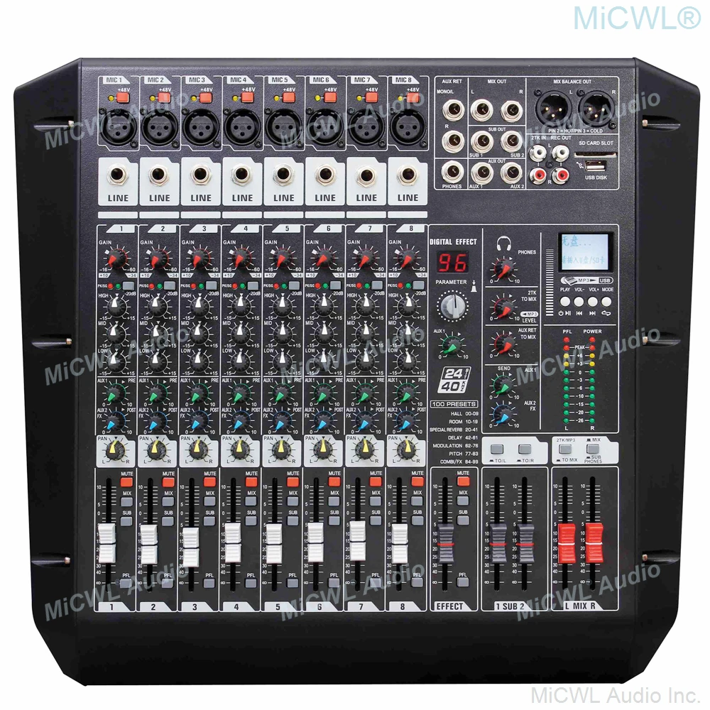 

Pro Digital 8 Channel Double Group Marshalling Tuning Mixer 8 Microphones input Mixing Console MiCWL TX8