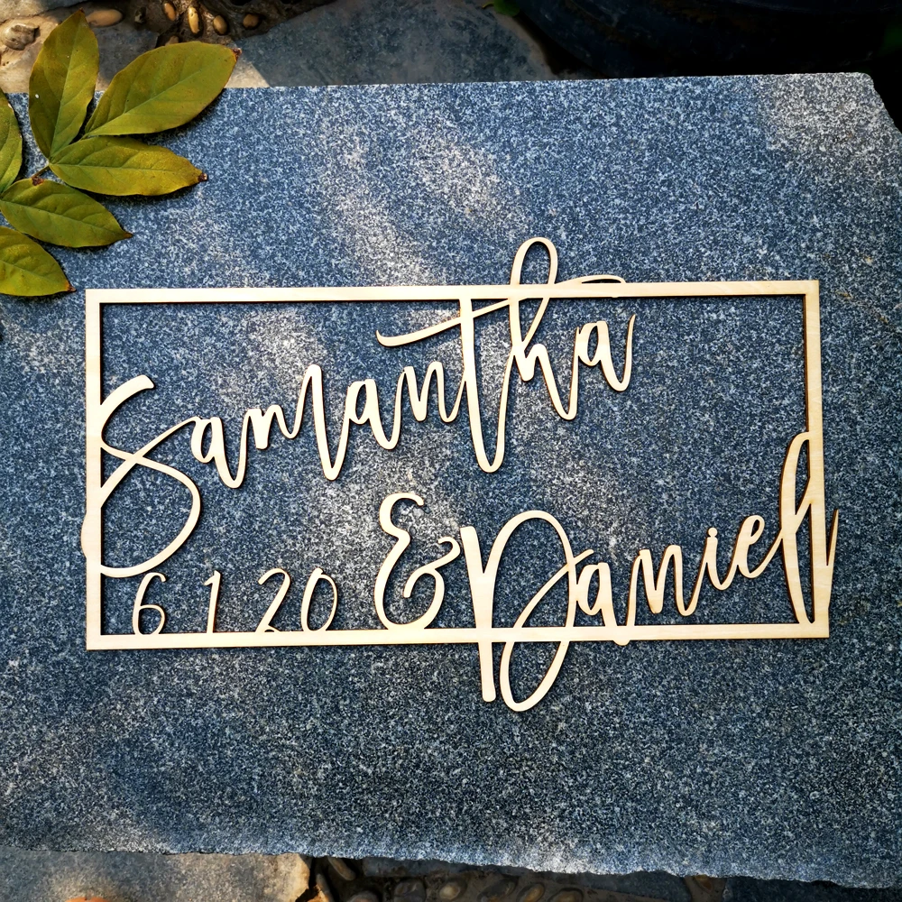 Custom Wedding Welcome Wooden Rectangle Name and Date Sign, Personalized Bride and Groom Names Wedding Date  Decoration