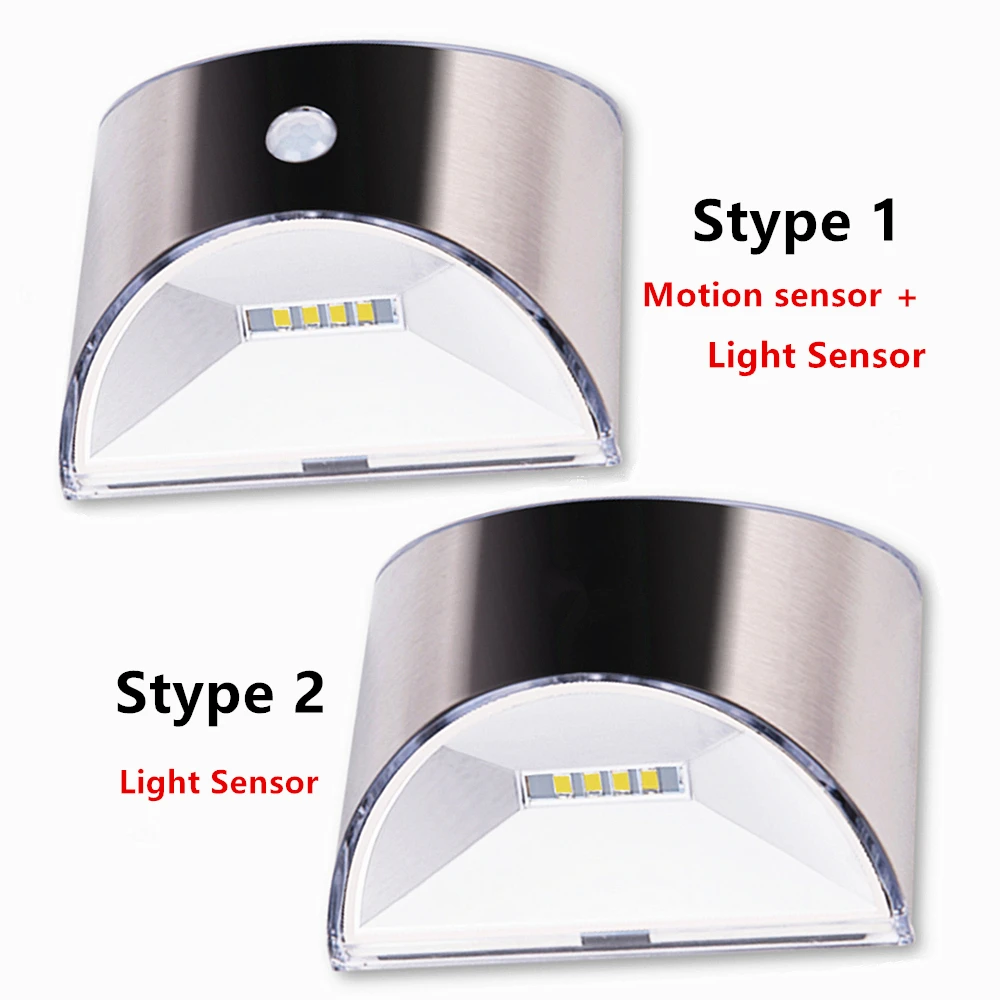 Hot Sell Solar Light LED Solar Wall Lamp PIR Motion Sensor Stainless Steel Shell Lighting For Outdoor Garden Wall Fence Stair