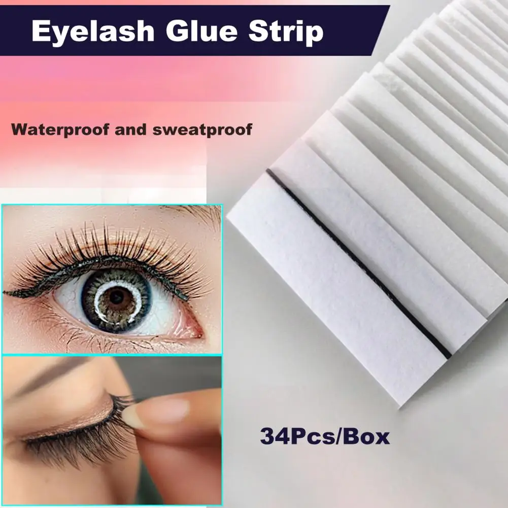 34Pcs/Box Exquisite Eyelash Strip Mild to Skin Comfortable False Eyelash Glue Free Faux Eyelash Strip Eyes Makeup Tools