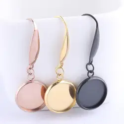 10 stücke Rose Gold Edelstahl Baumeln Ohrring Basis Blanks Fit 12mm Cabochon Einstellung Trays Diy Ohr Draht Haken erkenntnisse