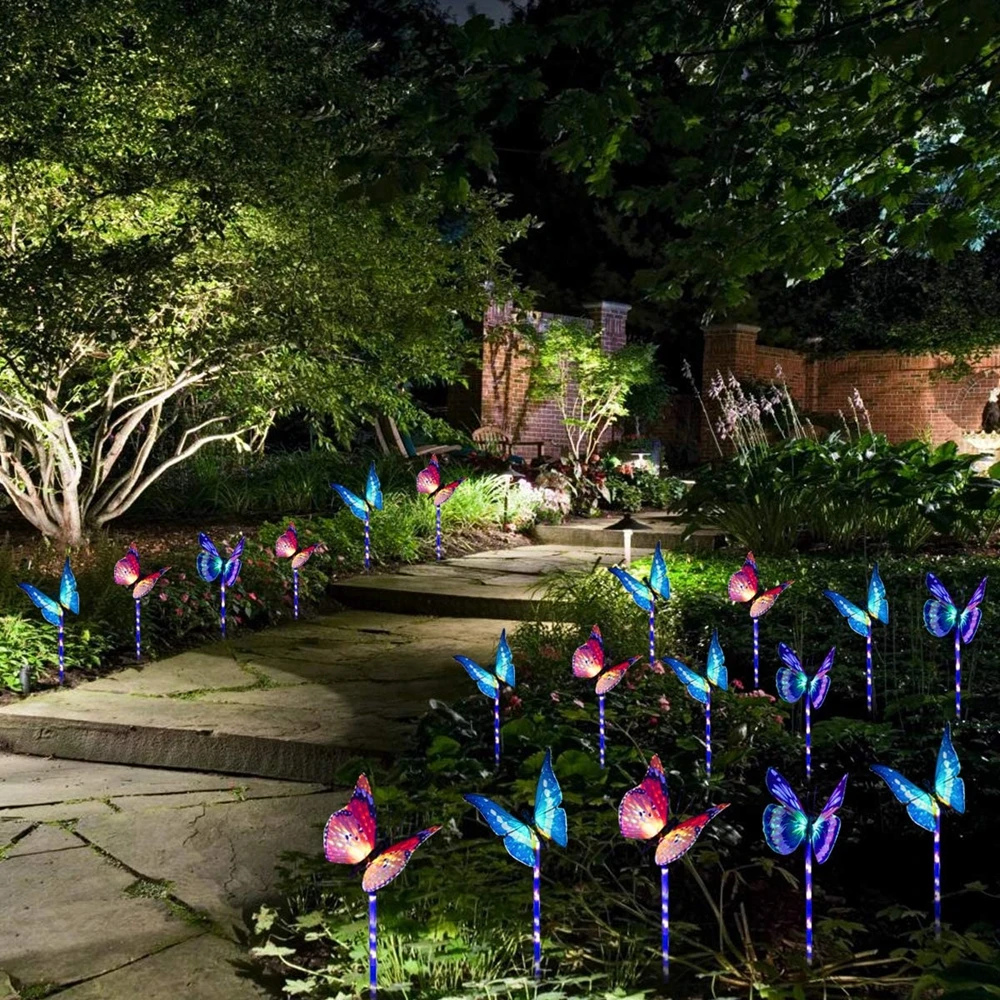 3 Pack Butterfly Solar Garden Light Outdoor Solar Stake Light Multi-color Changing LED Garden Light For Patio Backyard Lawn Path