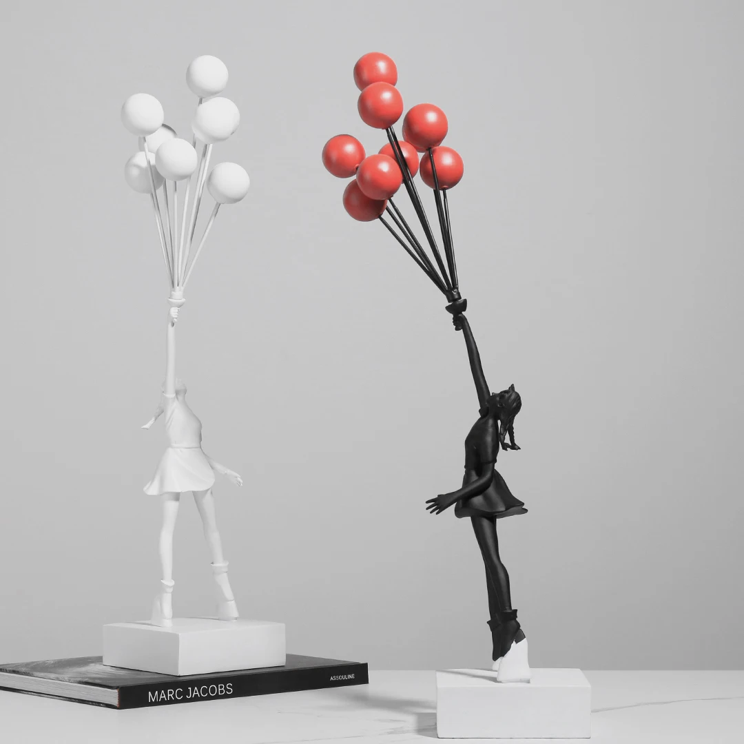 Modern Creative Art With Multiple Balloons Resin Figure Sculpture Model Room Soft Decorations Home Entrance Furnishings