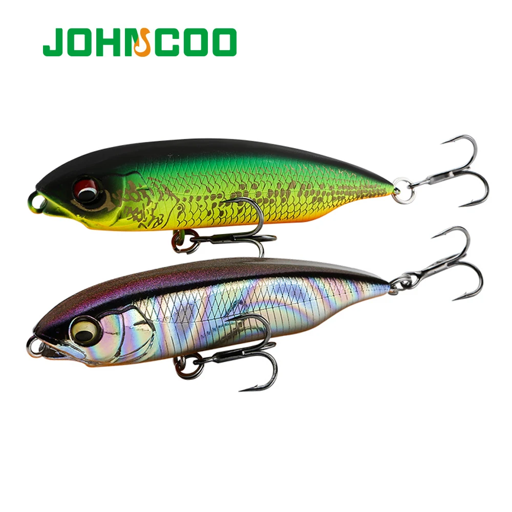 JOHNCOO Pencil Fishing Lure Slow Sinking 59mm 75mm Artificial Hard Plastic Bait Trout Bass Tackle Sinking Pencil