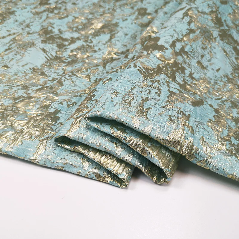 

Французское бронзовое граффити, Высококачественная жаккардовая ткань для платья с золотой нитью, дизайнерская Ткань для шитья, жаккардовая ткань