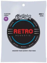 MartinGuitar MM11 Retro Monel Acoustic Guitar Strings, Custom Light, 11-52