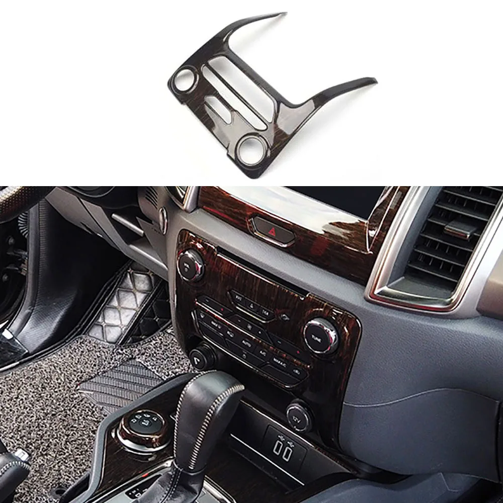 

ABS Wood Grain Center Console Button Frame Gold Panel Cover Fit For Ford Ranger Everest Endeavour 2015 2016 2017 2018 2019-2021