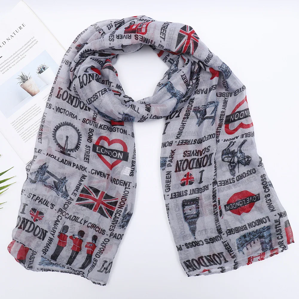 Hot Sale Fashion Green Park Print Scarf Shawls London Bus UK Flag Pattern Scarves Wrap Hijab 95x180cm 3 Color Free Shipping