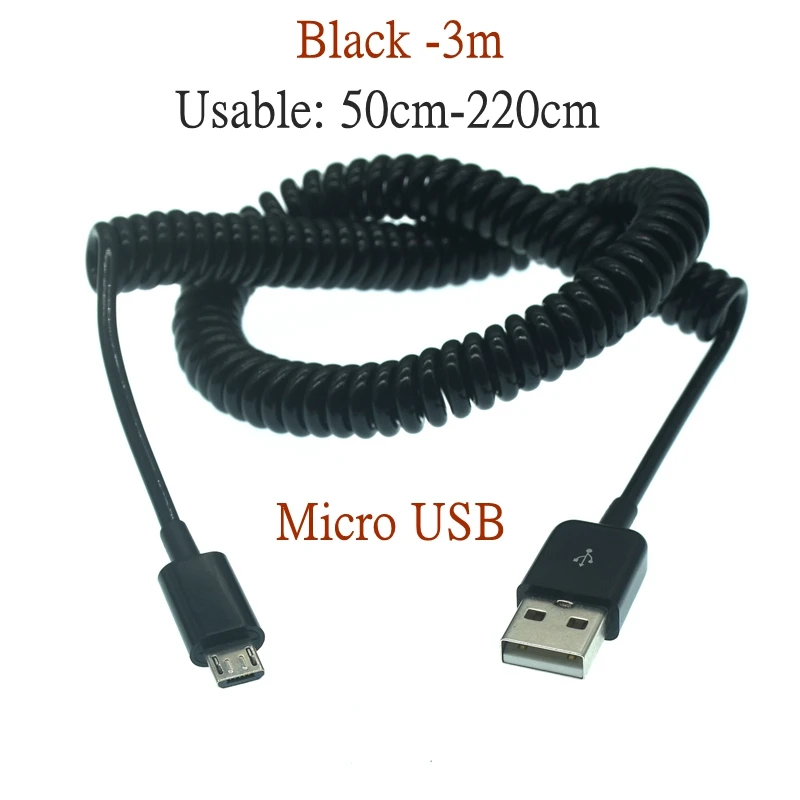 Frühling USB Kabel Micro Mini USB C Typ C Stecker auf Männlich-weibliche Schnelle Ladekabel USB C Telefon Ladegerät kabel 1m 3m