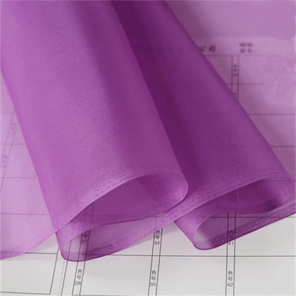 100% Mulberry Silk Organza,Width 44 Inches, Thickness 5mm, Solid Color Pure Silk Fabric for Wedding DIY Sewing By The Meter