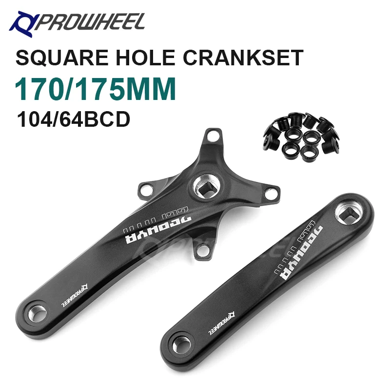 PROWHEEL 104BCD 170mm 175mm Square Crank Arms for Bicycle 32/34/36/38T Oval Sprocket with Bottom Bracket Mountain Bike Crankset