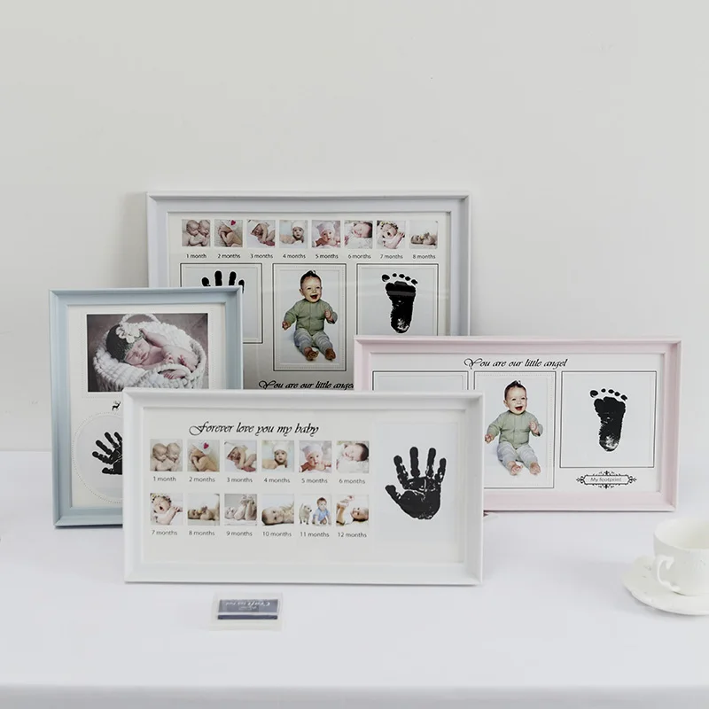 Creative DIY Baby Souvenirs Casting Photo Frame for Baby Handprint Footprint Kit Newborn Footprint Ink Pad Infant Photo Frame