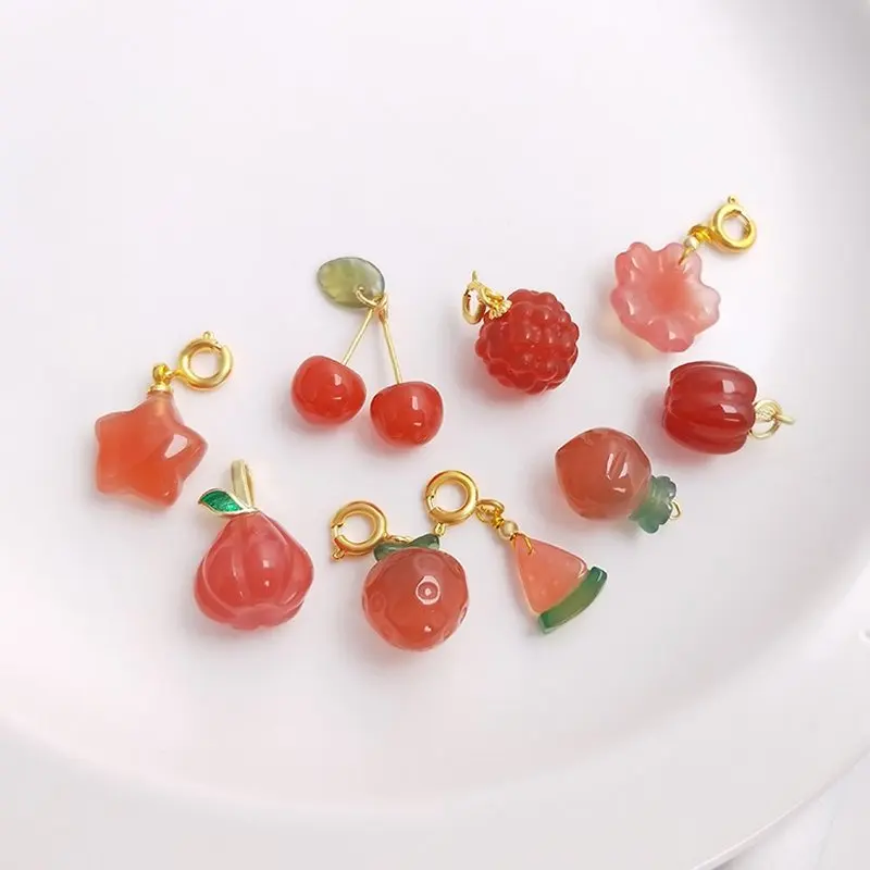 1 قطعة شكل الفاكهة حجر قلادة قلادة العقيق الطبيعي أقراط Charms لصنع المجوهرات Stone بها بنفسك حجر اكسسوارات مصمم Charms