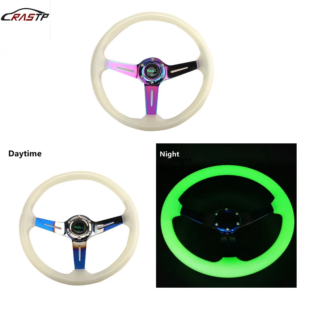 RASTP-Glowing Acrylic Drift Modified Steering Wheel NEO Chrome 340mm 13inch Racing Sport Steering Wheel RS-STW028