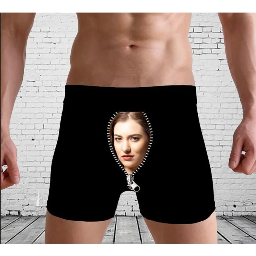 Custom Face Boxer Briefs for Men, Peronalized Zip Photo Print Underwear, Anniversary Birthday Father's Day Gift for Boyfriend Hu