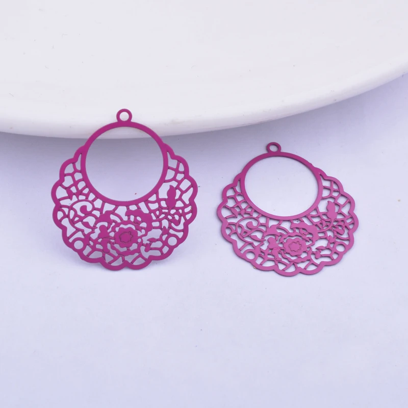 50 Stück AC7642 20*22mm Messing Laser-geschnittene Dünne Anhänger Silberfarben Charm DIY Schmuck Ohrring Herstellung – Detail 4