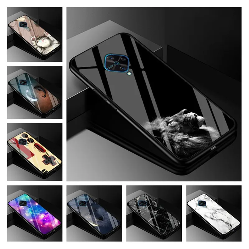 Tempered Glass Case For Vivo V17 Case Russia Glass Back Cover Soft Bumper For Vivo V17 Phone Cases V 17 Funda Y9s S1 Pro Coque