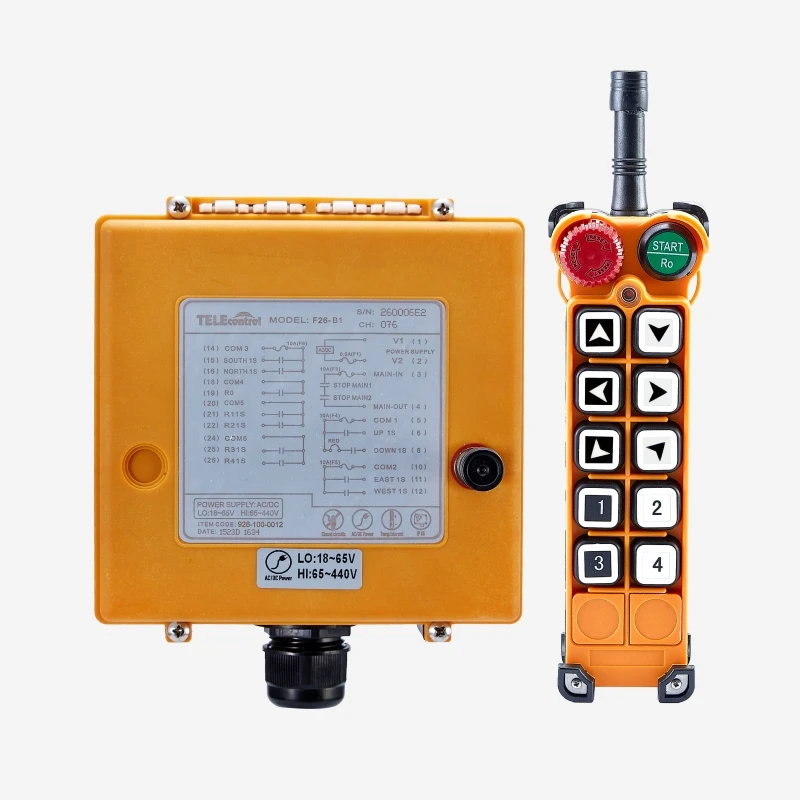 Telekontrol 10 Channel Single Speed Crane Radio Industrial Remote Control Sakelar Tombol Tekan untuk Overhead Crane F26-B1