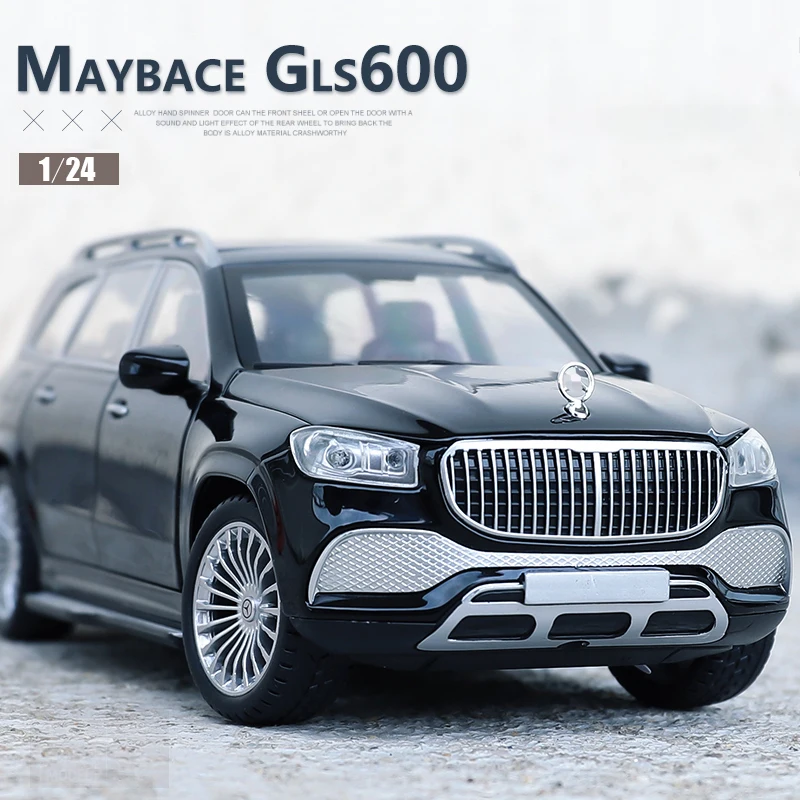 New 1:24 Maybach GLS600 Diecast Car Models High Simulation Vehicle Toy With Light Music 6 Doors Can Be Opened Gifts For Children