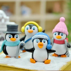 4 pcs Penguin family decorations micro landscape plant potted desktop cake cute doll ornaments home decoration