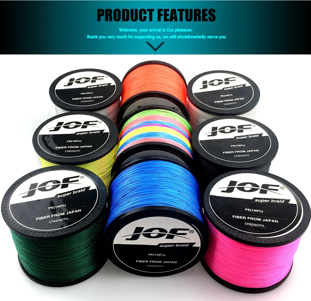 JOF PE-Angelschnur mit geflochtenem Draht, 1000 m, 500 m, 4 Stränge, 0,16 mm–0,50 mm, 18LB-80LB, japanische starke Multifilament-Faser-Angelschnur – Detail 3