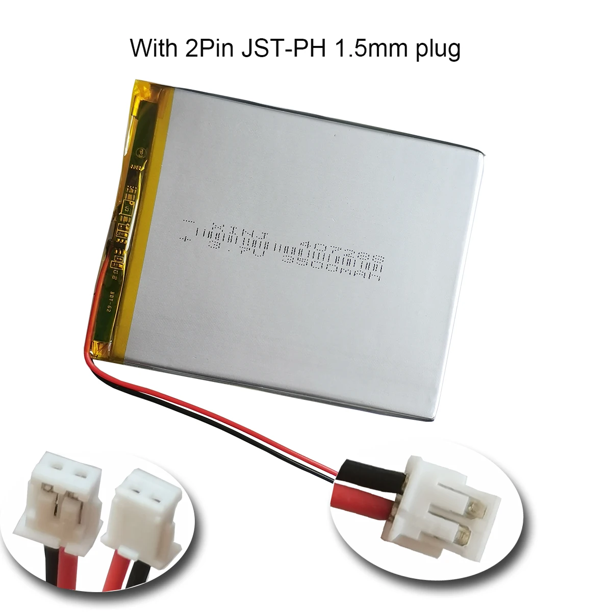 3.7V 3500 mAh 12.95Wh 407288 Rechargeable Li-Polymer Li Lithium Lipo Battery JST 2pin 1.5 2.0 2.54mm Connector For GPS Tablet PC