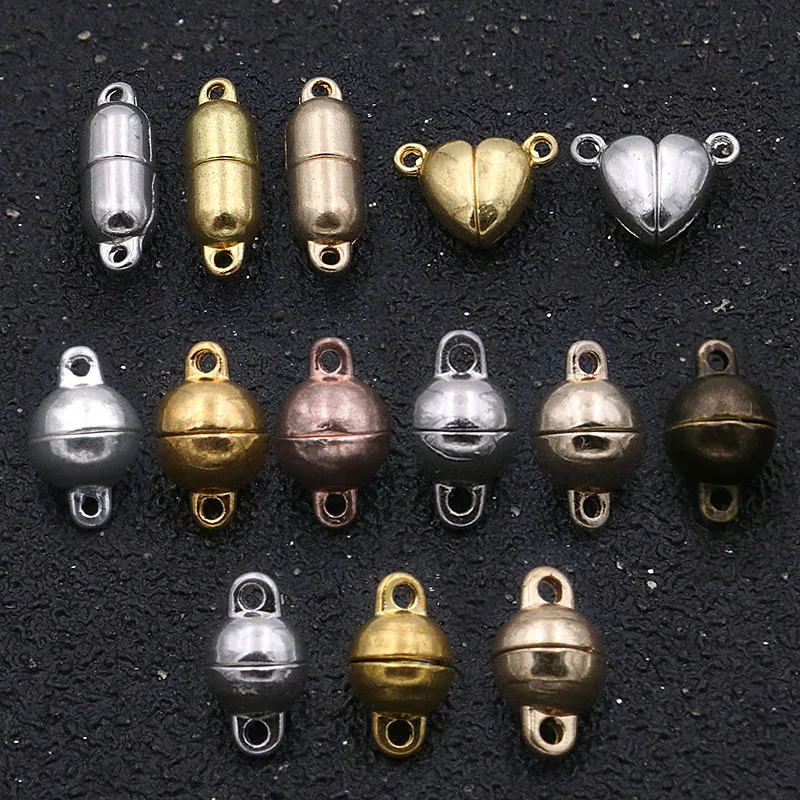 10Sets 4 styles Mix Strong Magnetic Clasps Round Heart Rectangle Fit  End Connectors Component For DIY Jewelry Making  Neckl