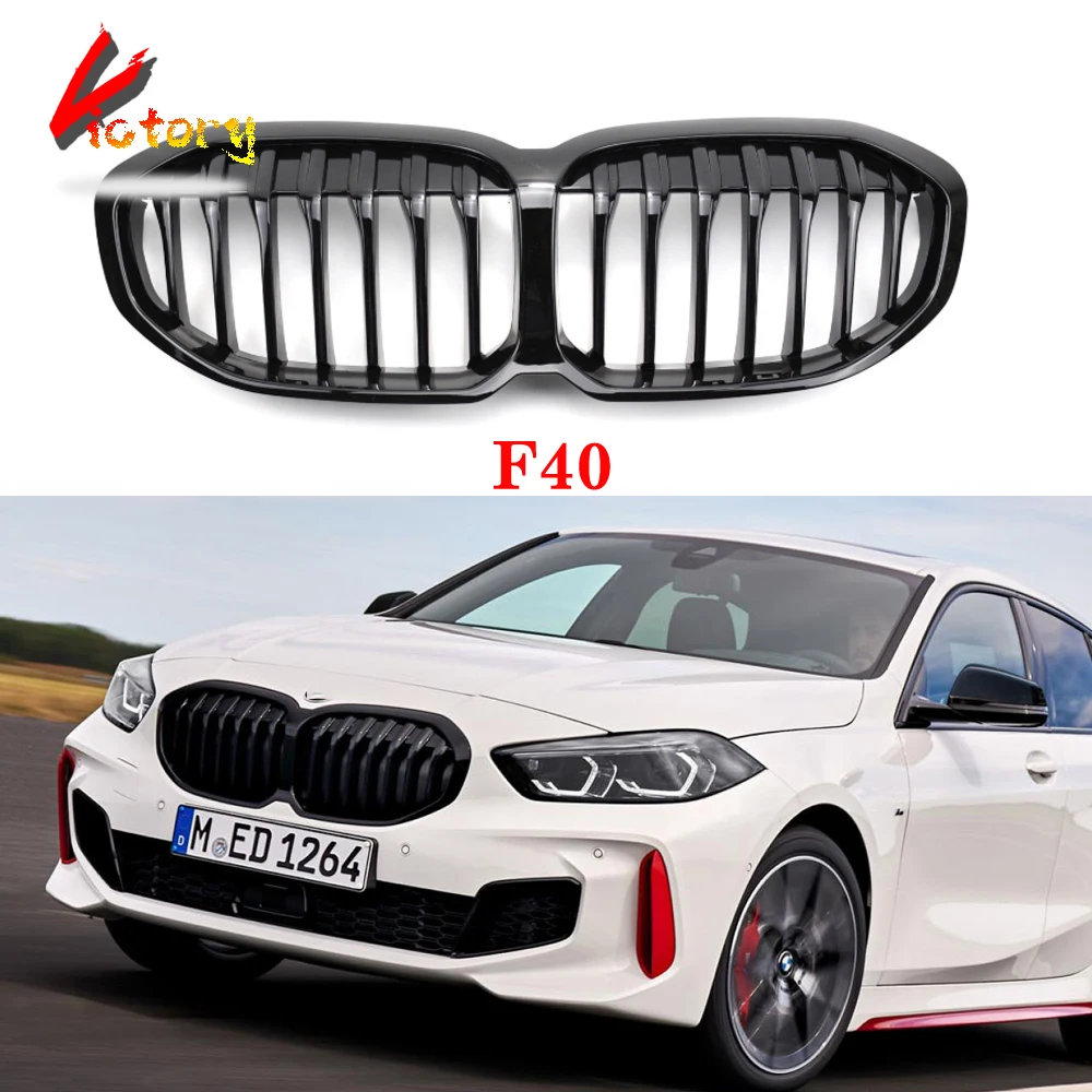 

Racing Grill Kidney Grille For BMW 1 Series F40 2020-IN Front Bumper Lip Carbon Frame Gloss Black Single Grills