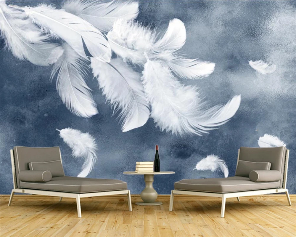 beibehang papier peint Custom Nordic style modern minimalist white feather TV background wallpaper wall papers home decor