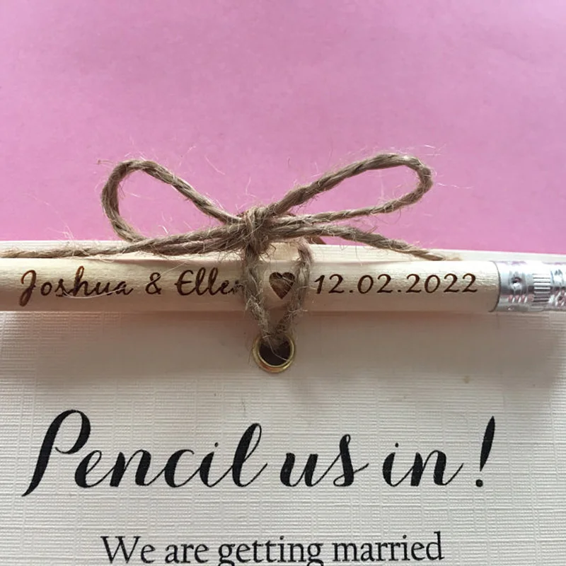 Personalized Pencils Laser Engraved Personalized for Weddings, Rustic Wedding Decor Save The Date, Pencil Us In