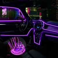 5M purple Car light DIY Car Interior Lighting Flexible Neon With Cigarette usb Drive controller car accessories Car LED 12V