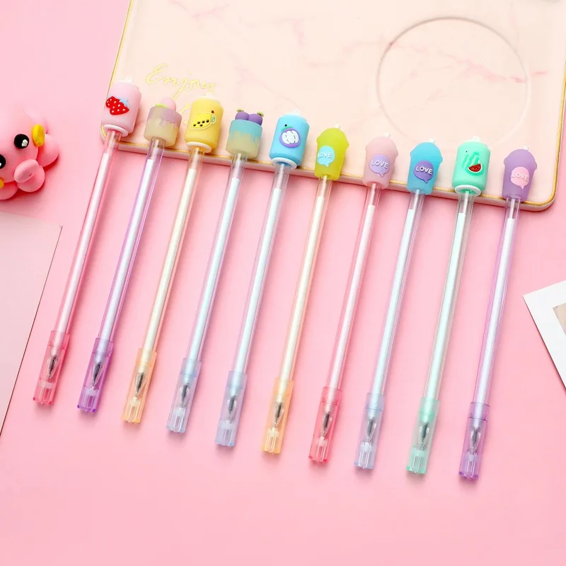 

12 PCs gel pen candy colors Cake Milk Tea Gel ink Pens Student Creative Korean school supplies office Stationery Wholesale