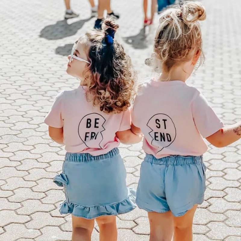 Back Best Friend White/black/pink Tee Summer Short Sleeve T-shirts Shildren Unisex Tee Shirt Toddler Tops Clothes Drop Ship