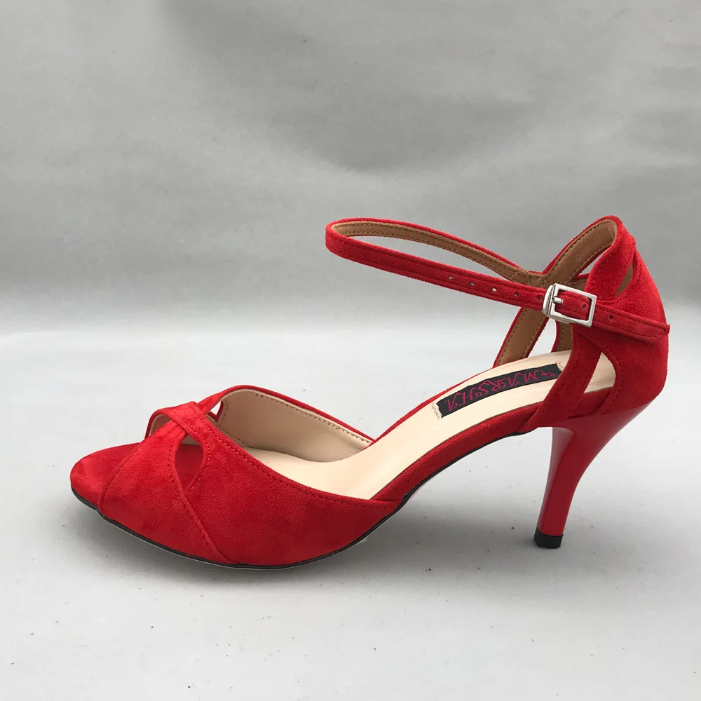 Classico Rosso Scarpe Da Ballo Flamenco Argentina Scarpe da Tango pratice scarpe MST6226ARS Dura di Cuoio Suola 7.5 centimetri 9 centimetri tacco