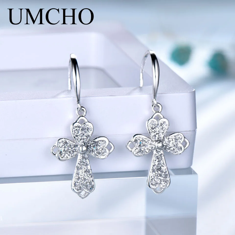 UMCHO Fashion 925 Silver Sequin Drop Earrings for Female Party Anniversary Birthday Gifts Fine Jewelry Decorations