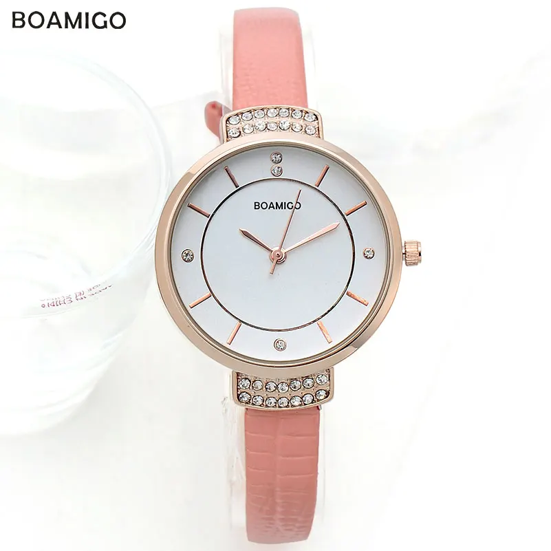 

BOAMIGO Brand Women Watches 2020 Top Fashion Women Luxury Leather Strap Quartz Watch Reloj Mujer