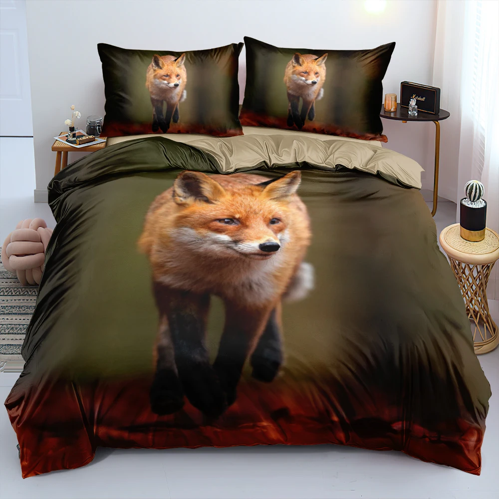 

Fox Comforter Covers 3D Custom Design Camel Quilt Cover Sets Pillow Slips King Queen Super King Twin Size Animal Bedding Set