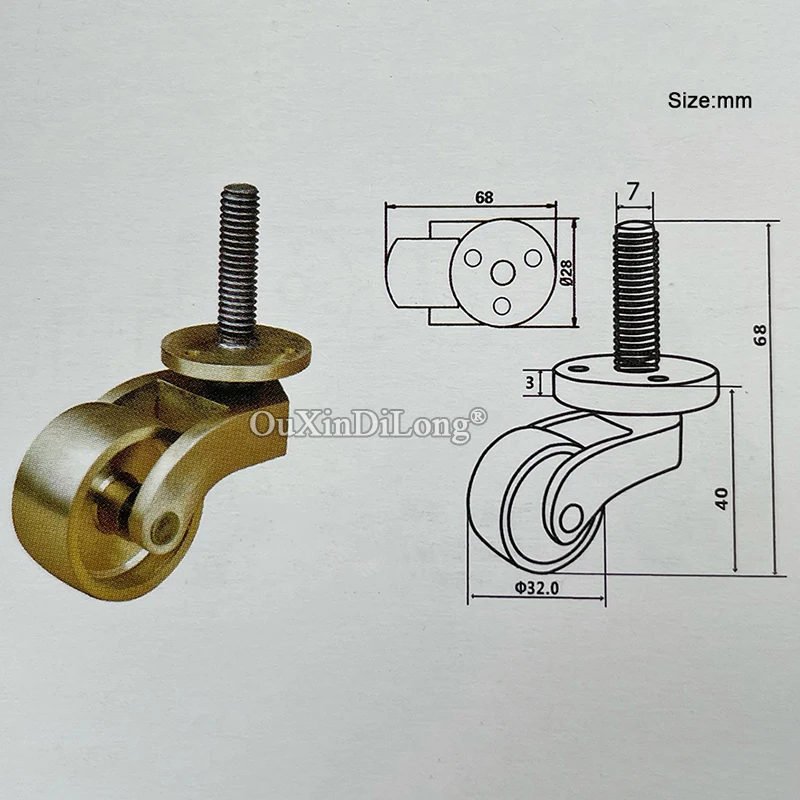 4 Buah 1.25 Inci Kastor Putar Kuningan Tugas Berat Katrol Troli Furnitur Logam Roda Piano Sofa Meja Kopi Rol Z535