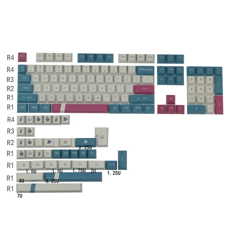 Retro Đảng Cộng Hòa Phong Cách Keycap Năm Bên Nhuộm Thăng Hoa Cá Tính Phím Anh Đào Hồ Sơ Với 7U Phím Cách Cho Bàn Phím Cơ