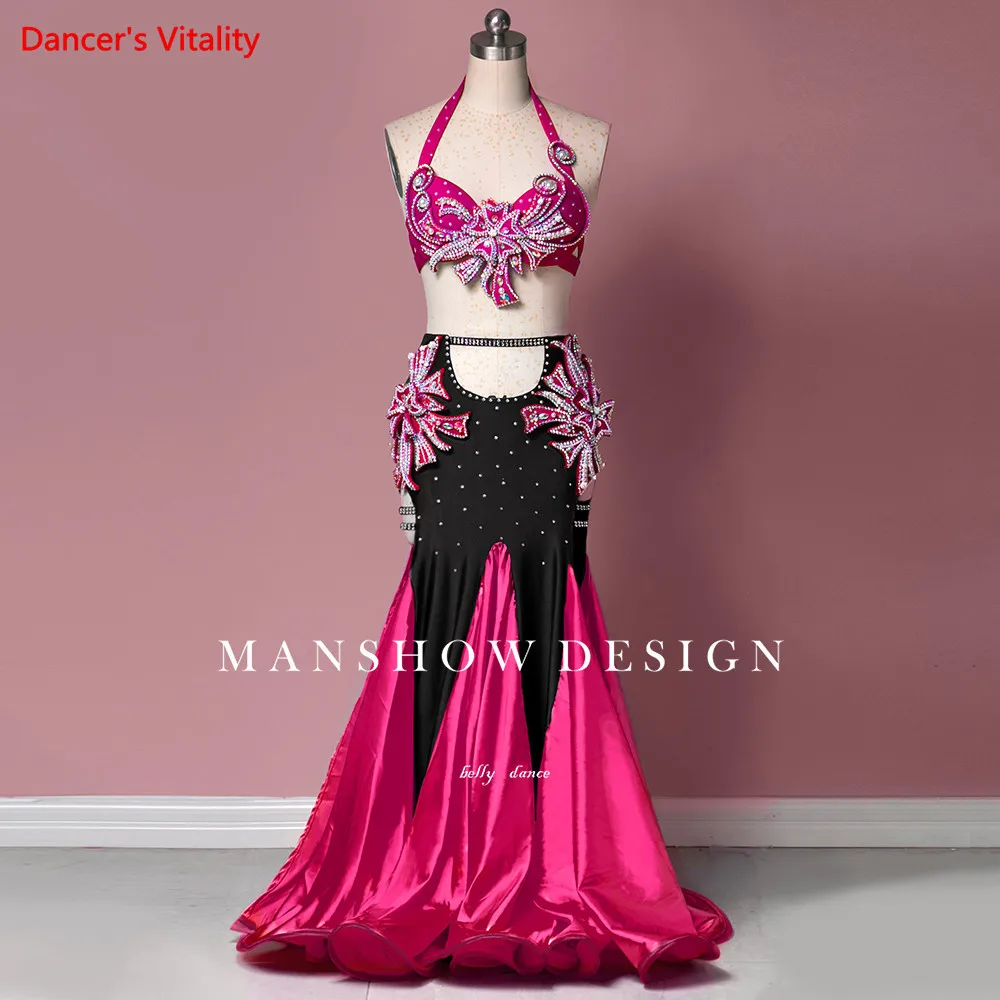 Belly dance Set female High-end Bra Competition Clothes New Woman High Waist Sexy Double Split Performance Skirt Suit