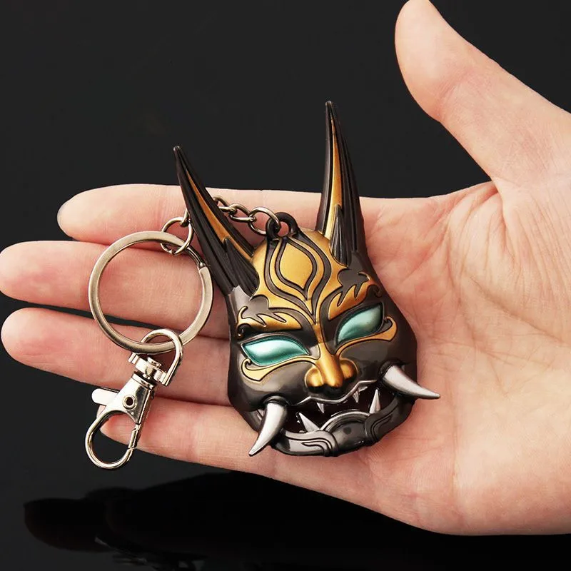 

Impact Yasha Xiao Mask Cosplay Alloy Key Chains Keychain Metal Necklace Pendant Accessories Prop