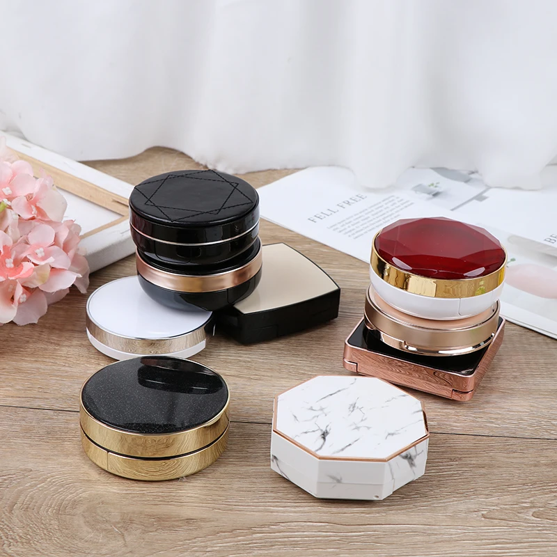 15ml Empty DIY Air Cushion Puff Box BB Cream Container Dressing Case with Air Cushion Sponge Powder Puff and Mirror