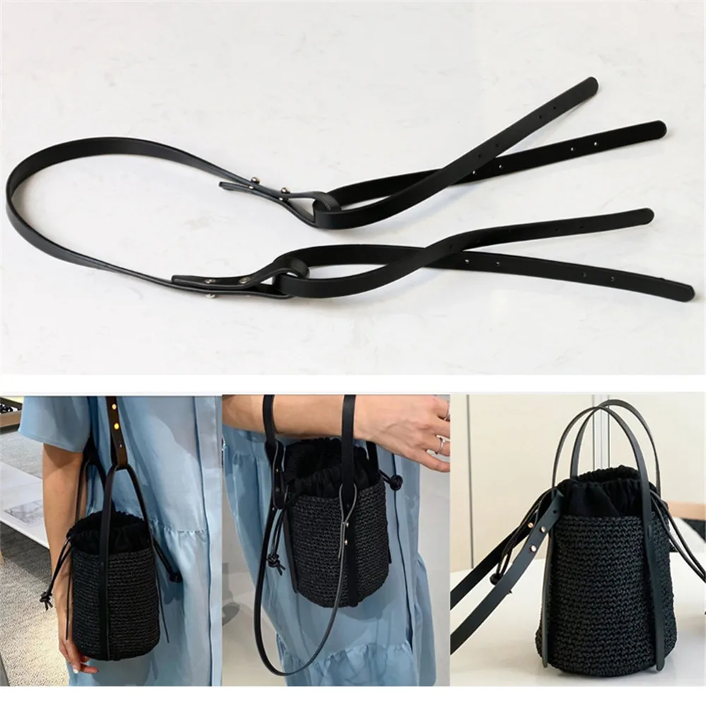 Correa de hombro de cuero PU para bolso, correa de hombro larga, negro, café, bronceado, Beige, accesorios de bolso tejidos hechos a mano DIY