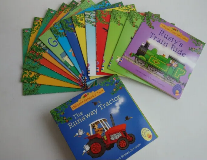 5 sets 100 Books 15x15cm Usborne Picture Books For Children Kids Baby Famous Story English Tales Series Of Child Book Farm Story