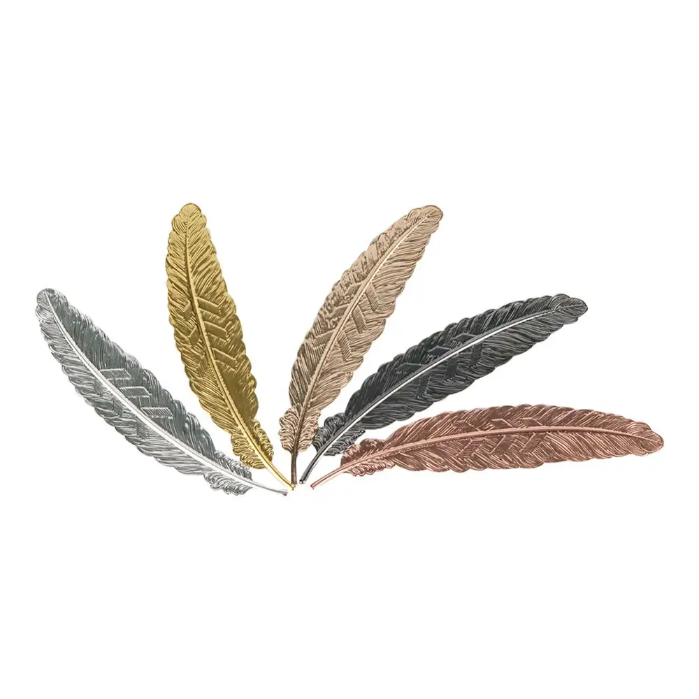 Creative Retro Metal Feather Bookmark Beautiful Cool Book Page Mark Children Student Gift Stationery School Office Supplies 1Pc