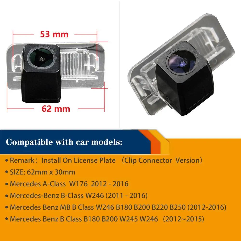 HD 1280x720p Reverse Rear View Backup Camera for Mercedes Benz MB B Class W246 B180 B200 B220 B250 2012-2015,Night Vision Camera