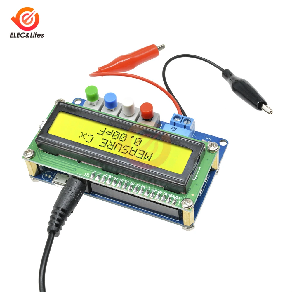 LCD Backlight Digital Capacitance meter Capacitor inductance TESTER LC100-A Meter 1pF-100mF 1uH-100H + Crocodile Clip Test wire