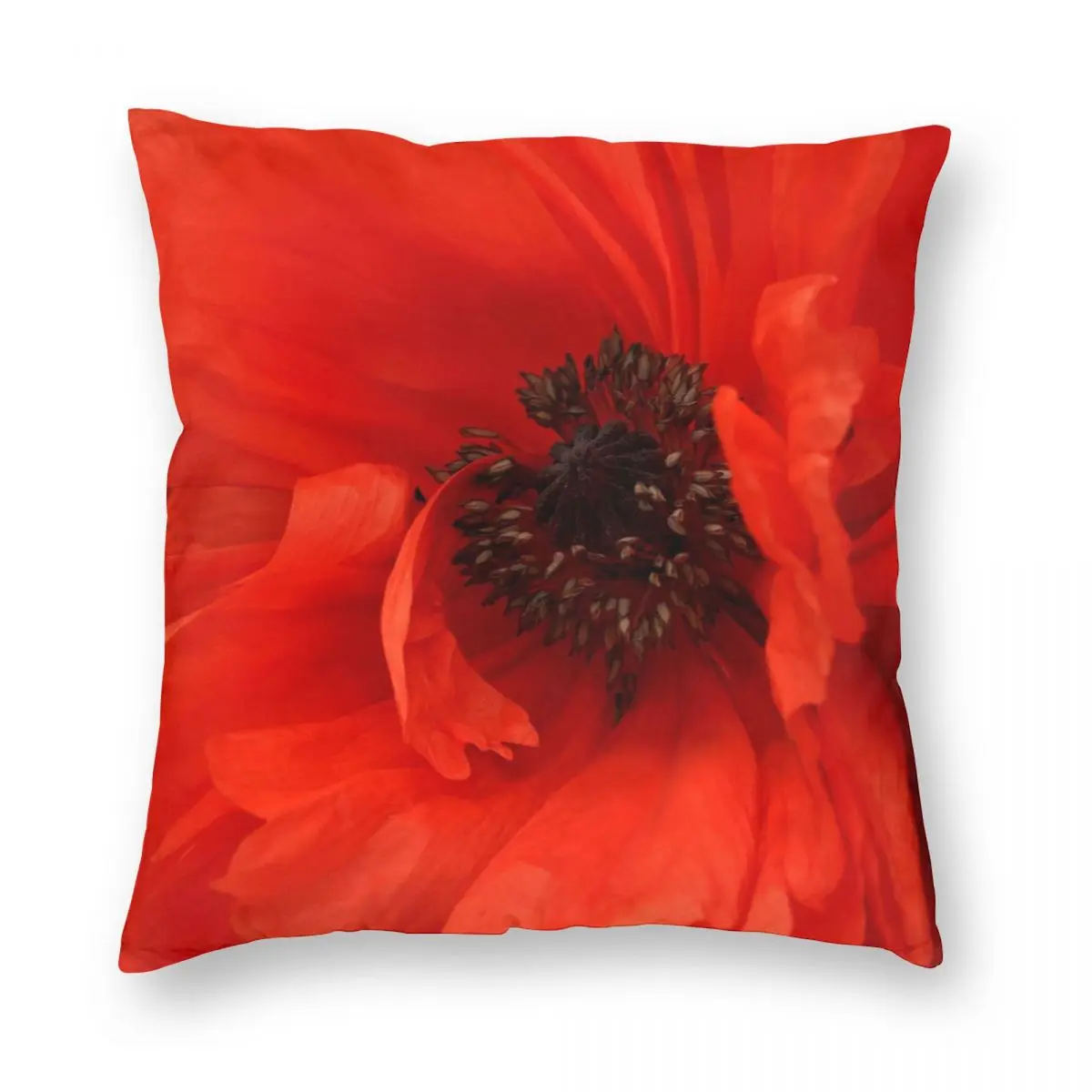 Poppy Palette Square Pillowcase Polyester Linen Velvet Pattern Zip Decor Bed Cushion Cover Wholesale