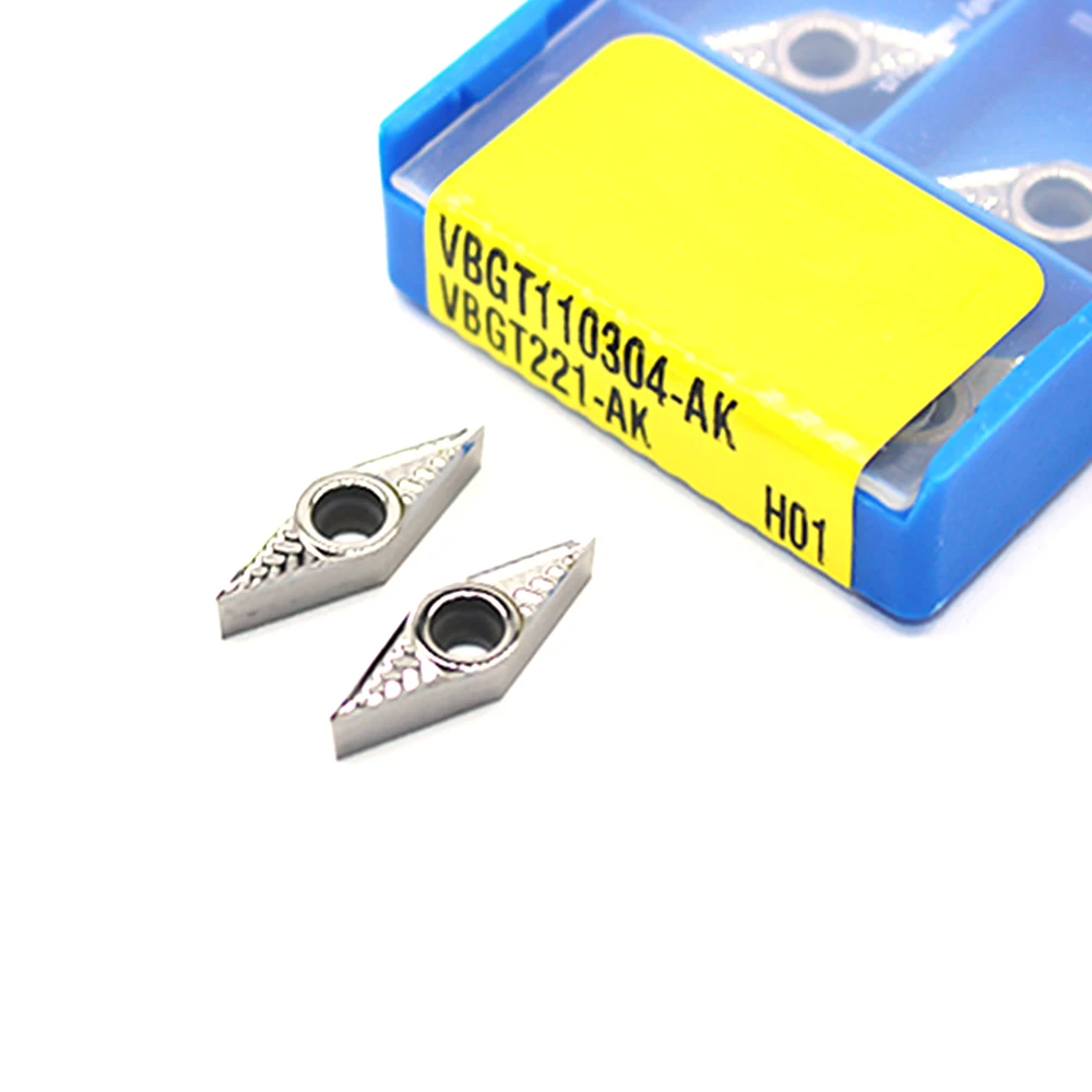 10 шт. VCGT110304 AK H01 алюминиевые токарные вставки VBGT 110302 твердосплавные Круглые лезвия токарный станок с ЧПУ резец алюминиевый медный инструмен...