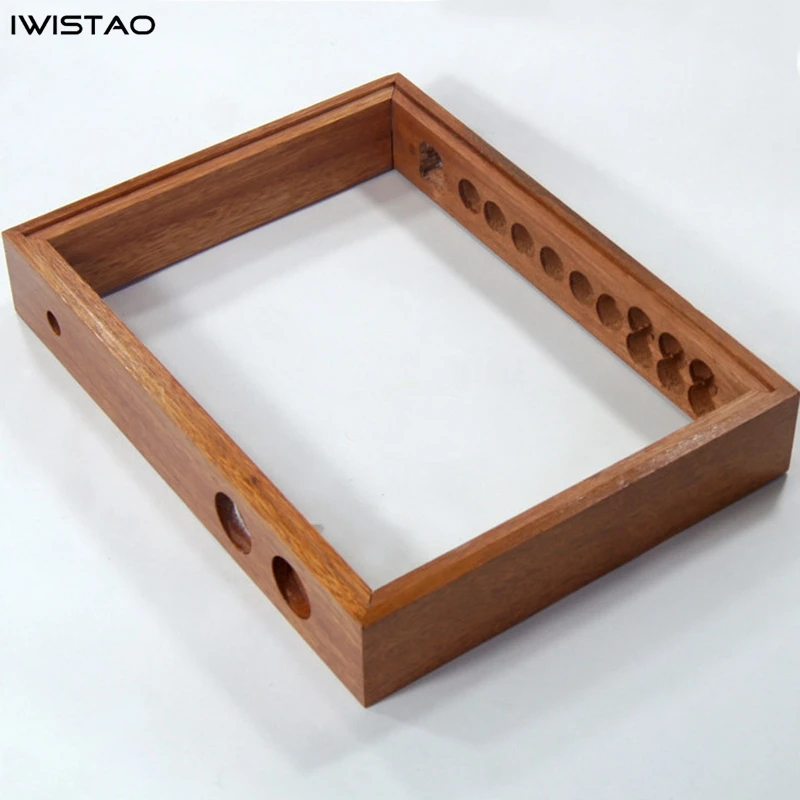 IWISTAO DIY Wooden Casing for Tube Amplifier Chassis 400X300X65 Red Red Walnut Wood Top Down Plate 3 Inputs Selector Hole